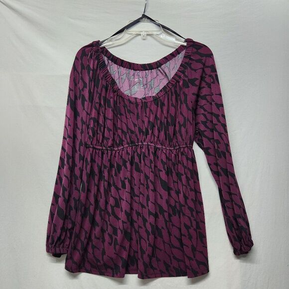 Liz Lange Maternity for Target Plum & Black L/S Stretchy Tunic w/Empire Waist XL - Picture 1 of 4